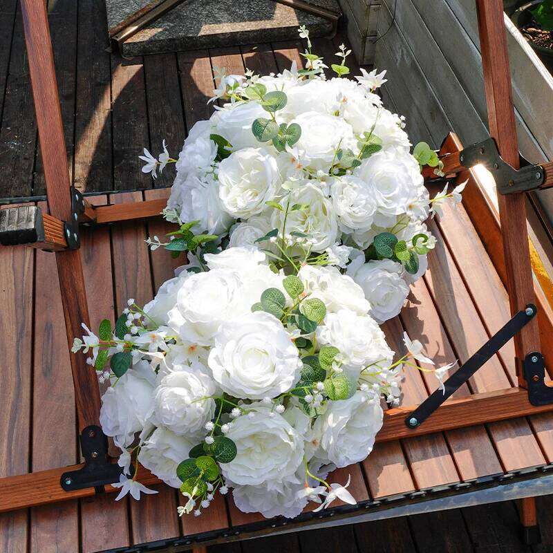 30/40cm White Baby Breath Rose green leaf Artificial Flower Ball Wedding Table Centerpiece Deco Floral Event Party Prop Y260130