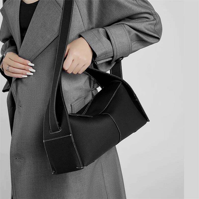 Burminsa Cowhide Genuine Leather Tote Handbags For Women New 2025 Luxury Designer Minimalist Hobo Ladies Shoulder Crossbody Bags