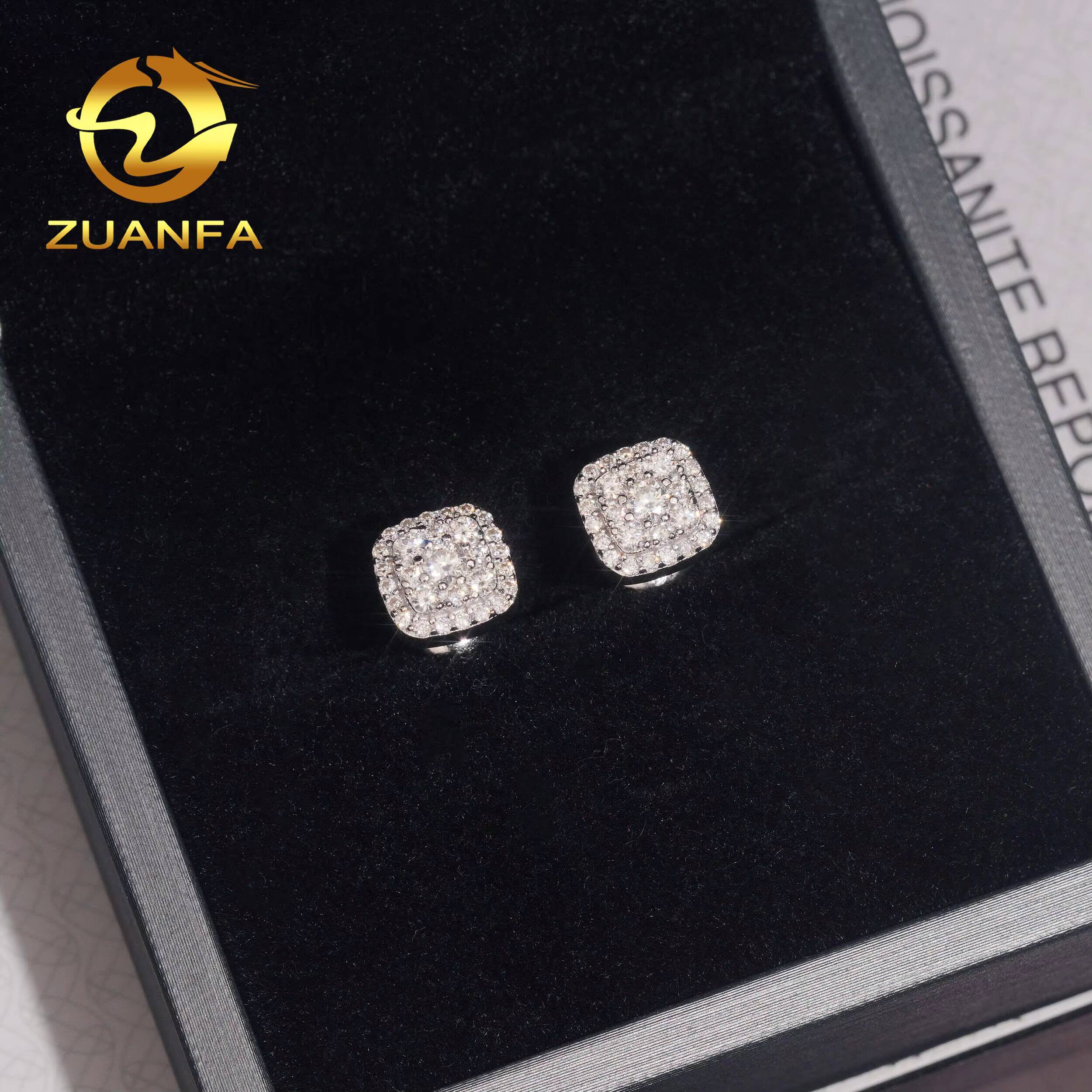 Wholesale Price Fashion Style 8mm Unisex Ear Stud 925 Silver Hip Hop Iced Out Jewelry VVS Moissanite Diamond Stud Earring
