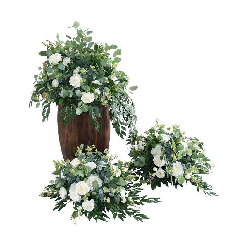 Luxury White Rose Gypsophila Babybreath Row Wedding Backdrop Prop Arrangement Event Party Decor Floral Table Flower decor W260130