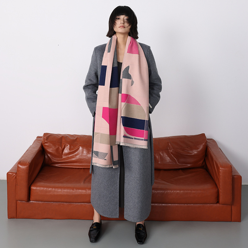 Luxury Accessory Scarves Cat Plaid Autumn Winter Classic Long Imitation Cashmere Scarf Geometric Warm Versatile Neck Warmer Shawl