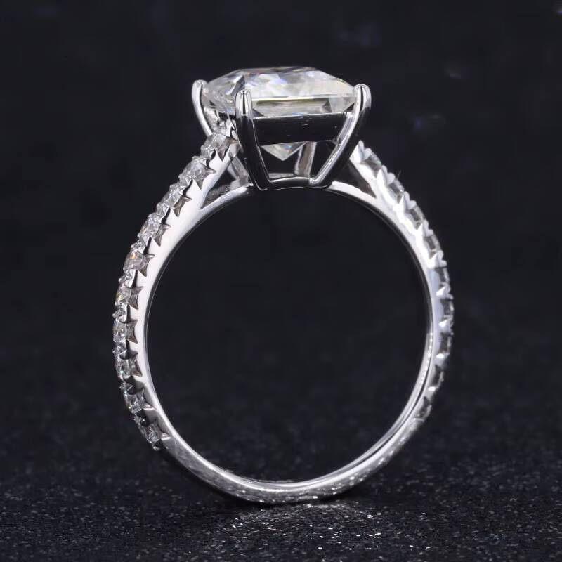 Starsgem Au750 18k Solid White Gold Princess Cut DEF Color Moissanite Fashion Ring Jewelry for Engagement