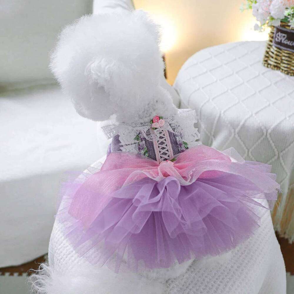 Pet Clothes Dog Cat Cute Romantic Purple Pepe Princess Wedding Dress H260129