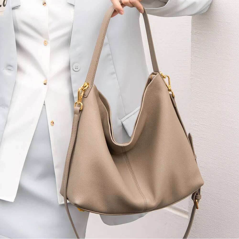 Genuine Grade Leather Women Shoulder Crossbody Large Bag Luxury Designer Brand Female Handbag Fashion Soft Cowhide Ladies Tote