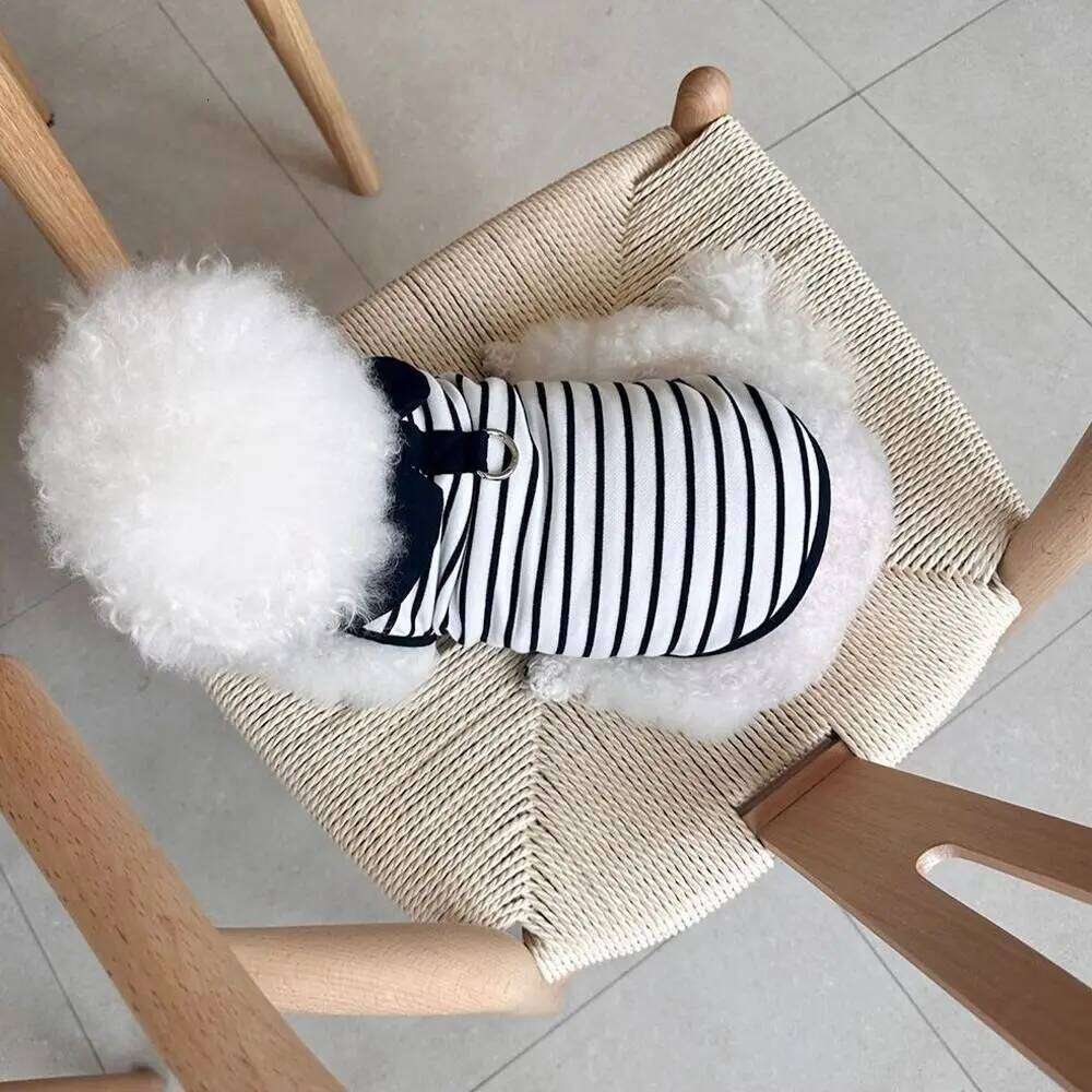 Chest Strap Cute Striped T-shirts Breathable Soft Pet Skirt Thin Design Dog Vest Harness Spring Summer H260129