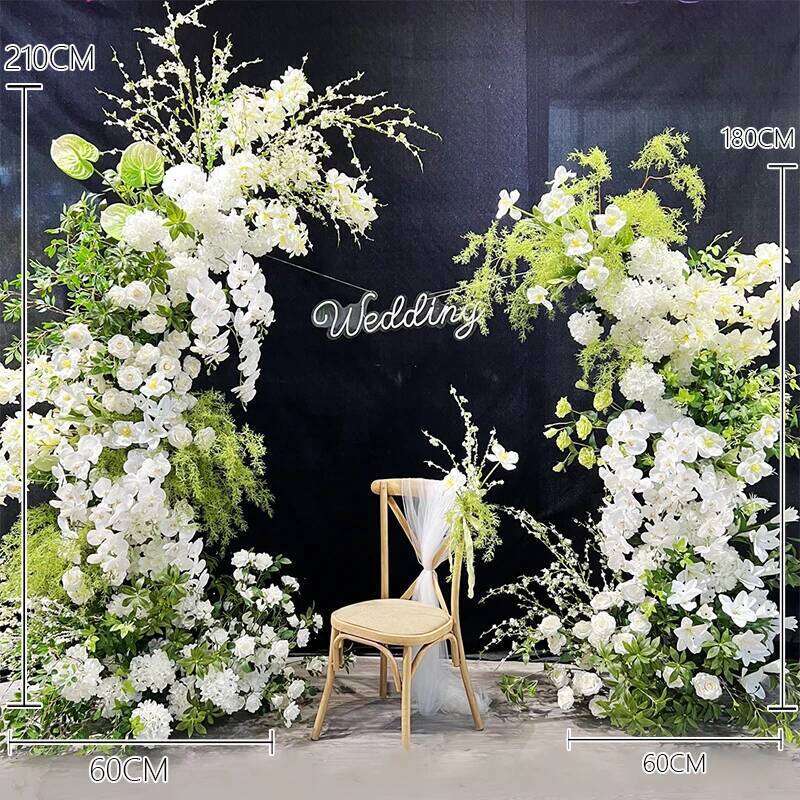 White Green Plant Wedding Backdrop Horn Arch Frame Floral Arrangement Rose Eucalyptus Leaf Table Centerpiece Row Window Display Y260130