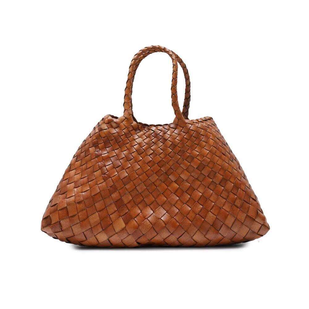 Genuine leather French hand-woven bag new niche design top layer cowhide vintage vegetable basket bag fashion lady handbag