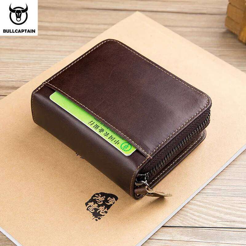 BULLCAPTAIN Man Bag Classic Style Genuine Leather Wallets Short Male Purse Card Holder Wallet Men Fashion Z260130