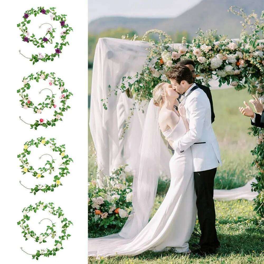 Multicolor Artificial Rose Flower Vine DIY Accessories Ornament Hanging Garland Silk Petal Photo Props Plant Wall Y260130