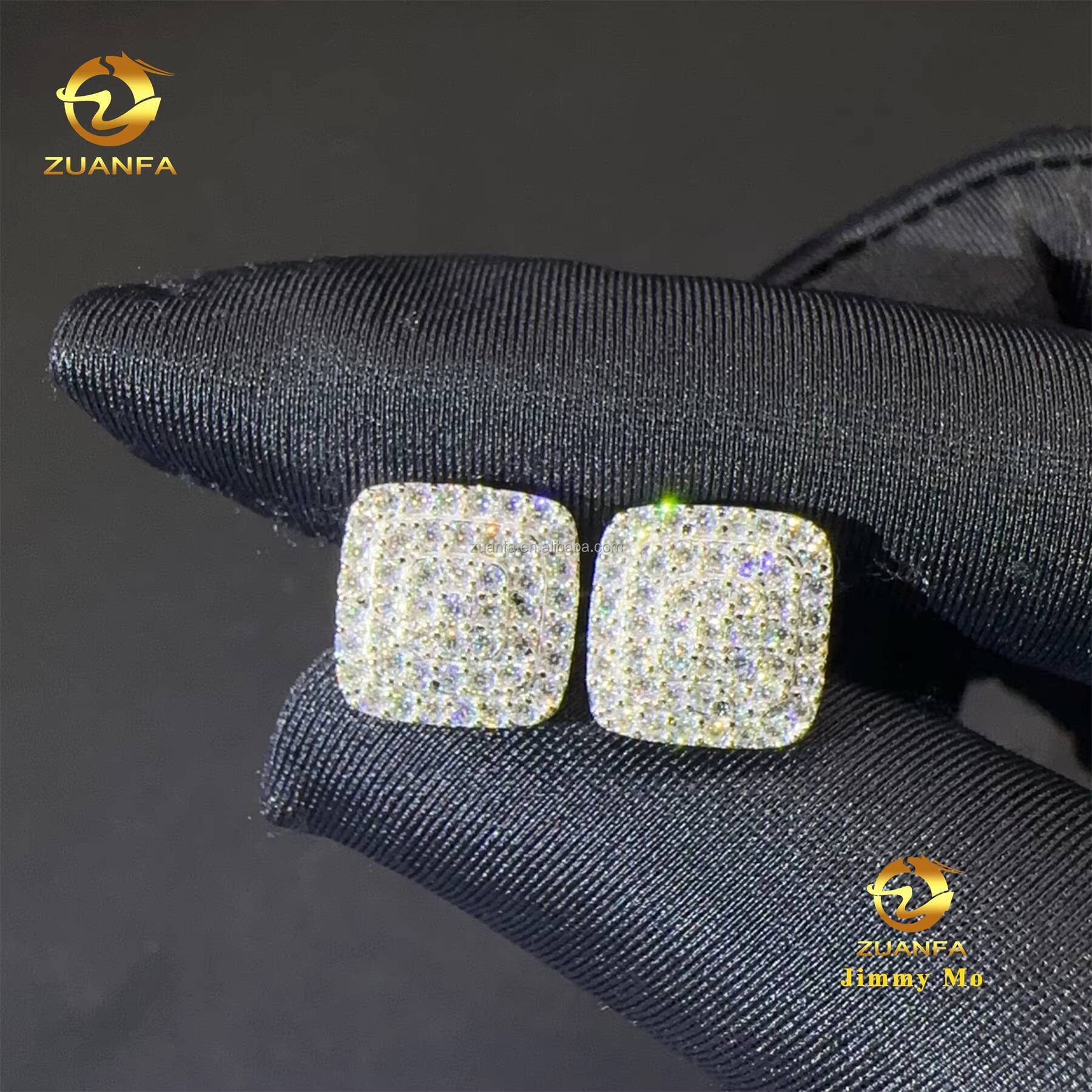 Drop Shipping Popular Pass Diamond Tester Unisex Iced Out Hip Hop 925 Sterling Silver Vvs1 Moissanite Diamond Stud Earrings Men