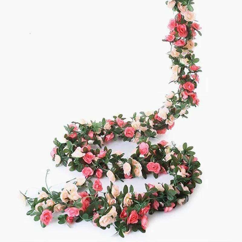 1.8m Rose Artificial Silk Flower Garland Wedding Decor Flowers Home Room Decoration Fake Vine Plant Rattan Y260130