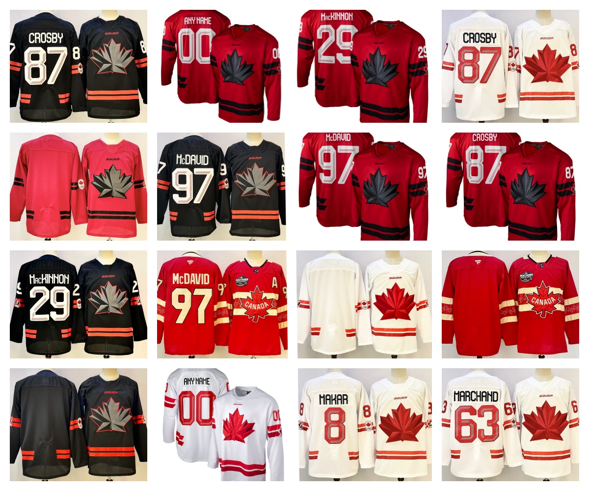 87 Sidney Crosby Canada 2026 Olympices hockey jersey Connors McDavid Nathan MacKinnon Mitch Marner Macklin Celebrini Adin Hill Schaefer Bedard Cale Makar