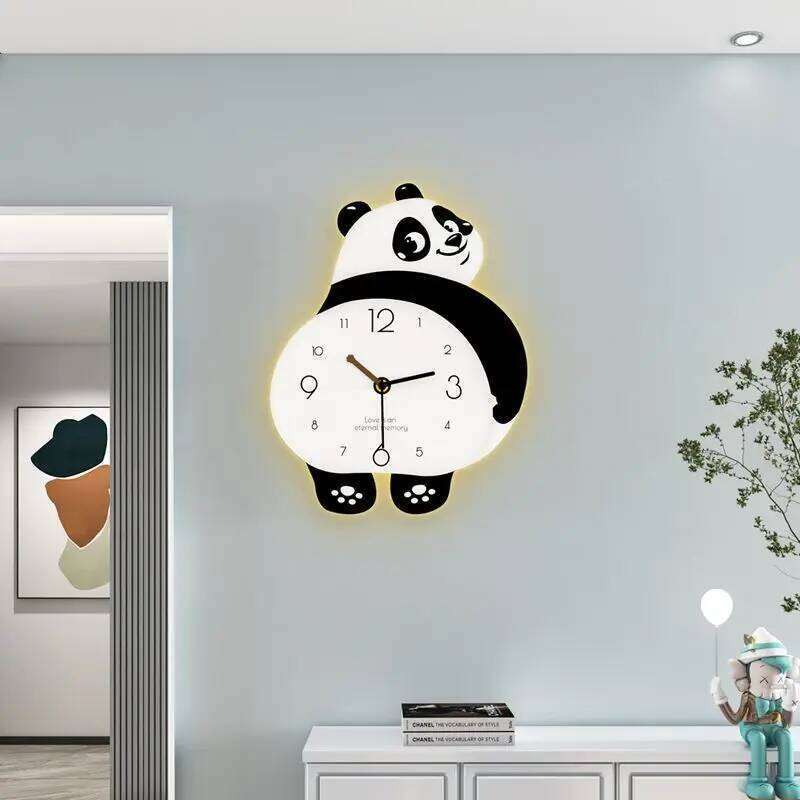 Home Decor Wall Clocks 2025 new creative panda living room mute simple modern wall hanging decorative clock watch W260130