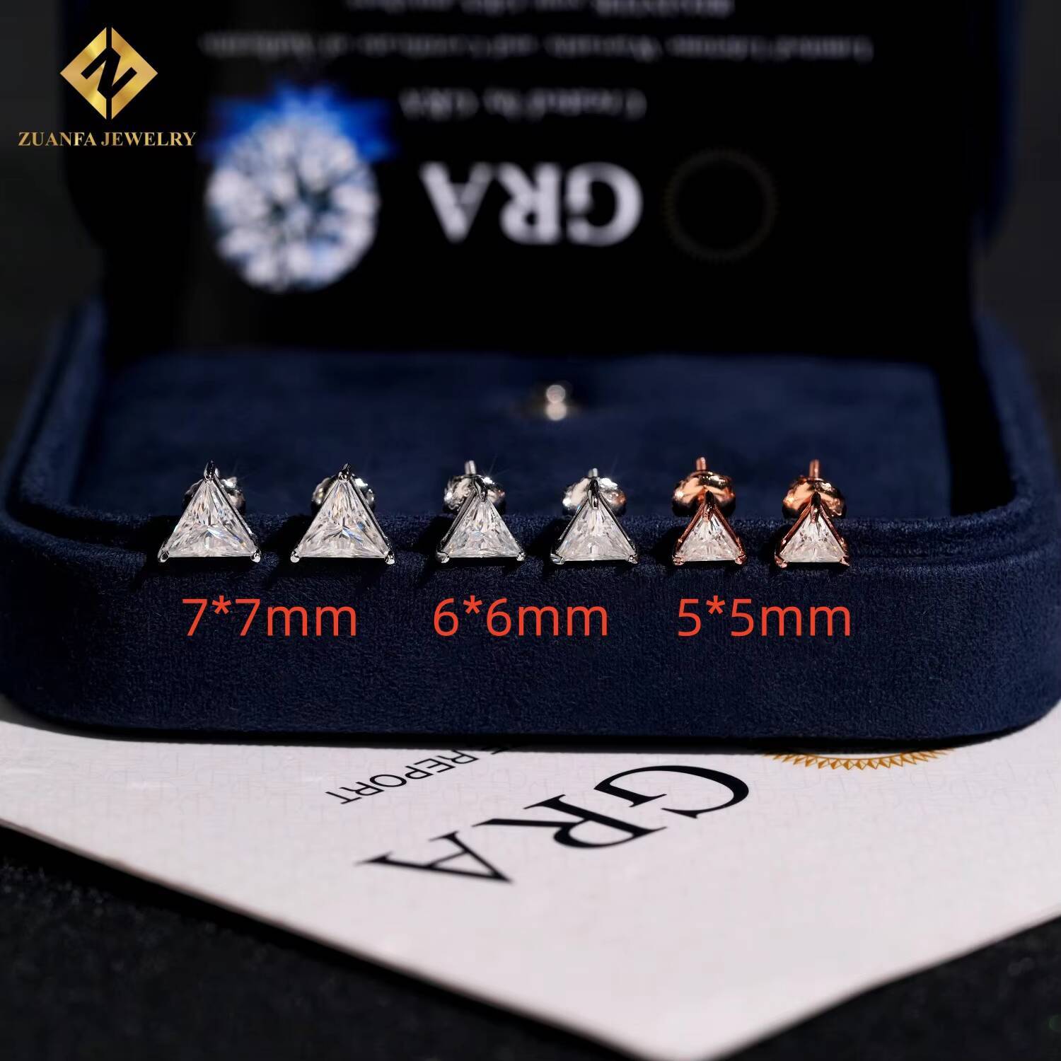 925 Sterling Silver Triangle Cut Stud Earring VVS Moissanite Iced Out Stud Earring Past Diamond Test Moissanite Stud Earring