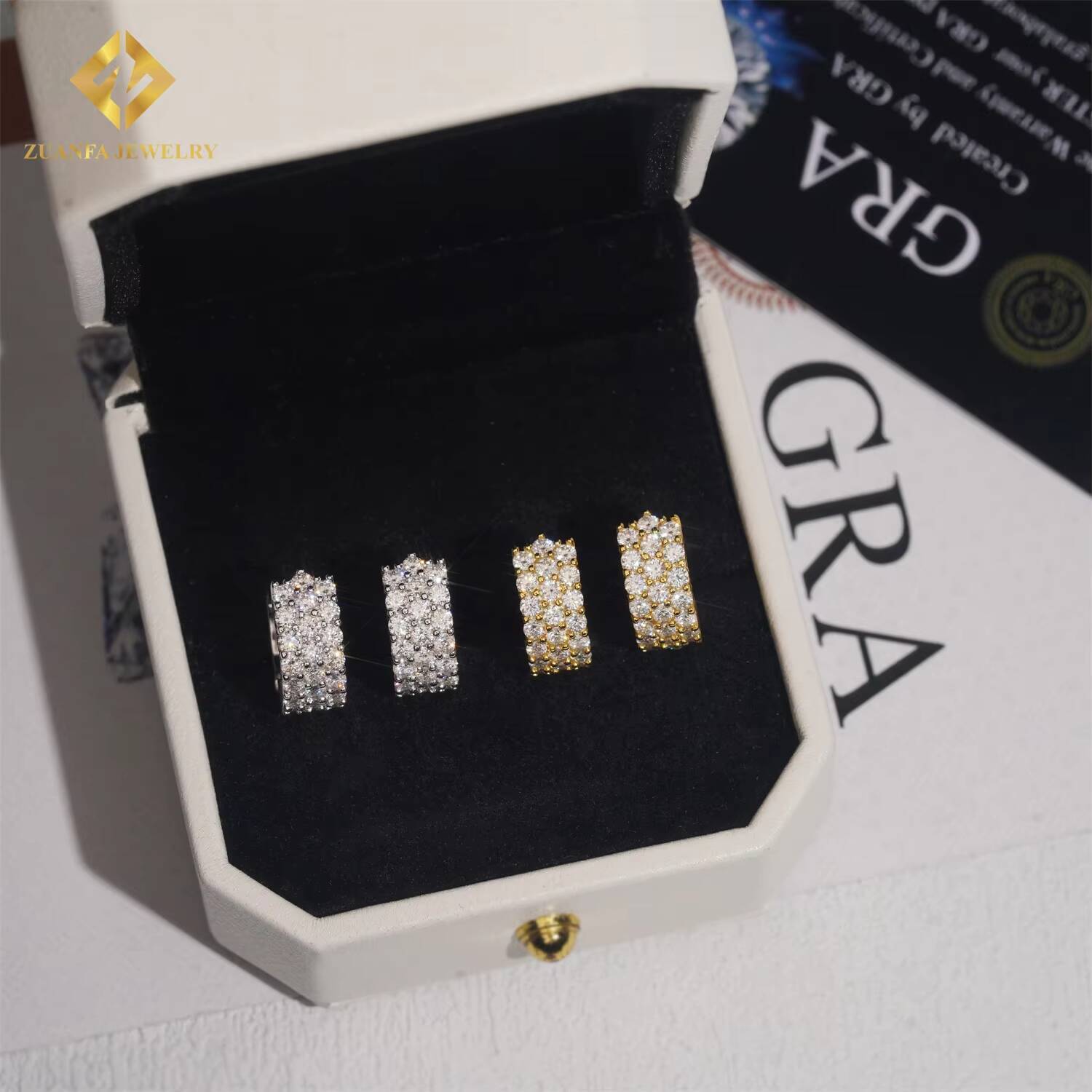 Moissanite Earring Rapper Fashion Diamond Earring Solid 18k Gold 925 Silver VVS Moissanite Iced Out Earrings