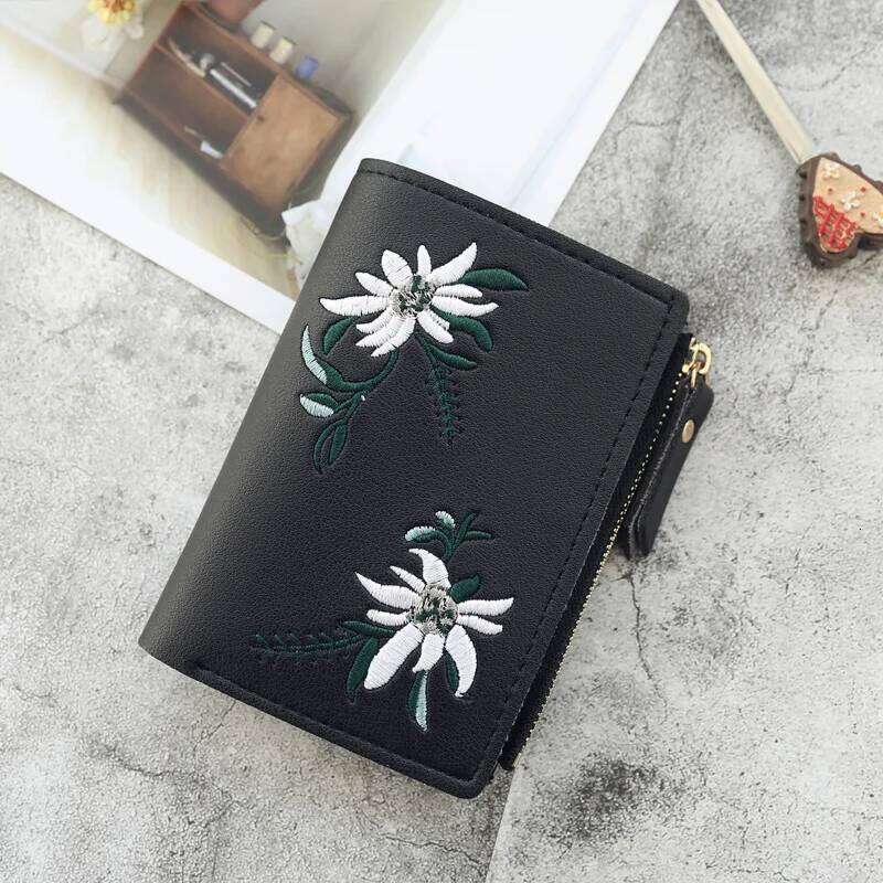 Cute Women's Wallets Print Flower Short for Woman Zipper Mini Coin Purse Ladies Small Wallet Female Leather Card Holder Z260130