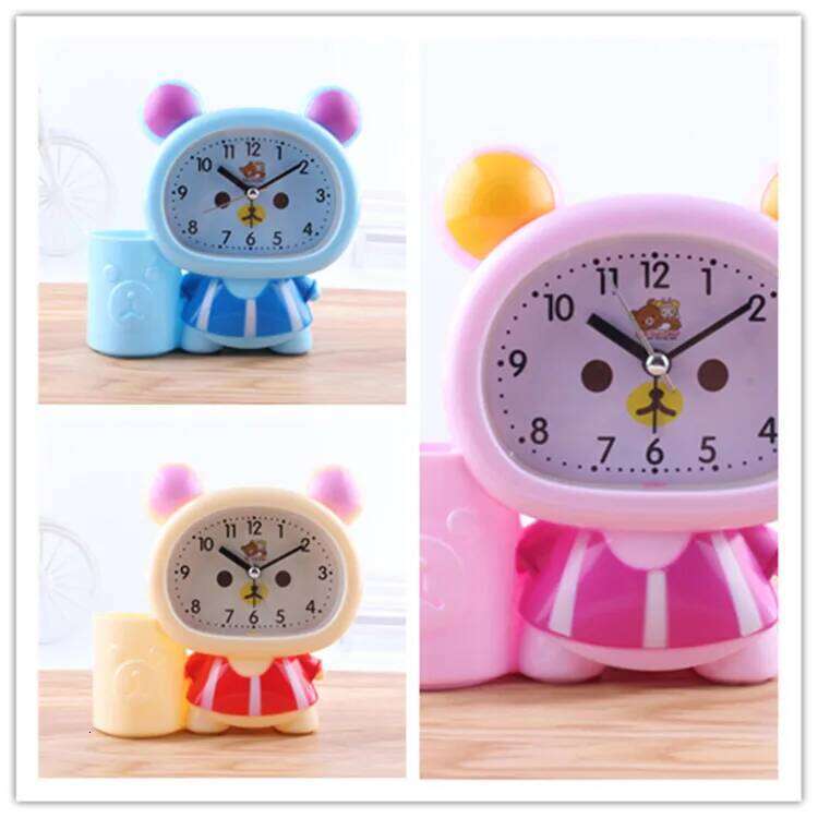 Bee Pen Holder Small Alarm Clock Watch 1*AA Powered Clocks Table Decor W260130