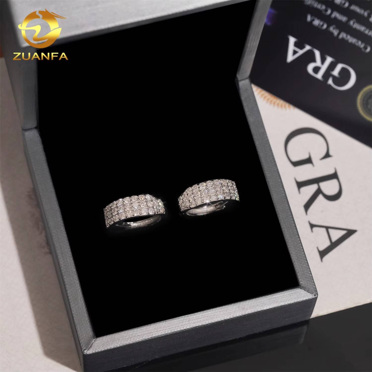 Fashion Jewelry 3 Row Hoop Earring Moissanite Diamond Earrings S925 Silver Hip Hop Earrings Pass Diamond Tester