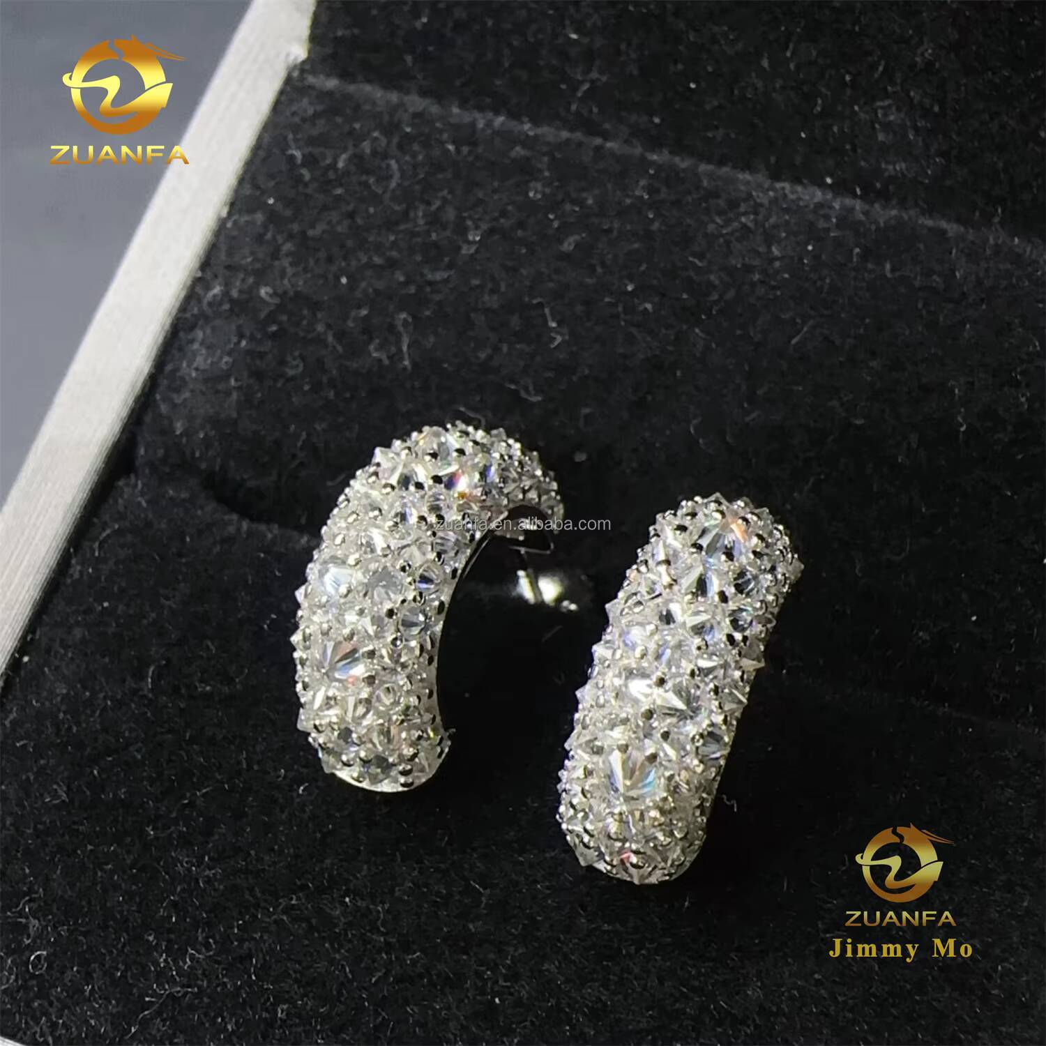 Fire Jewelry Hot Selling Pass Diamond Tester Hip Hop Iced Out Mosaic Style 925 Silver VVS Moissanite Diamond Hoop Earrings Man