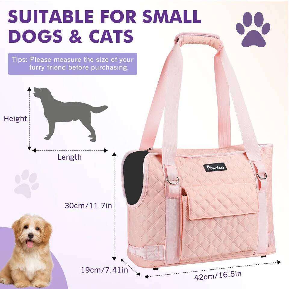 Pawaboo Purse for Small with Pocket Lightweight Dogs and Puppies Tote Bag Carrier Dog Carriers Soft Sided 26H0130