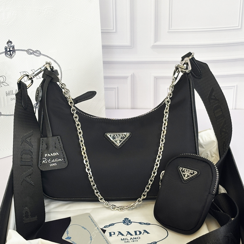 Designer Shoulder Handbag Three In One Nylon High Quality 2005 Crossbody Bag Womens Classic Half Moon Bag Black Bags 9A0e6