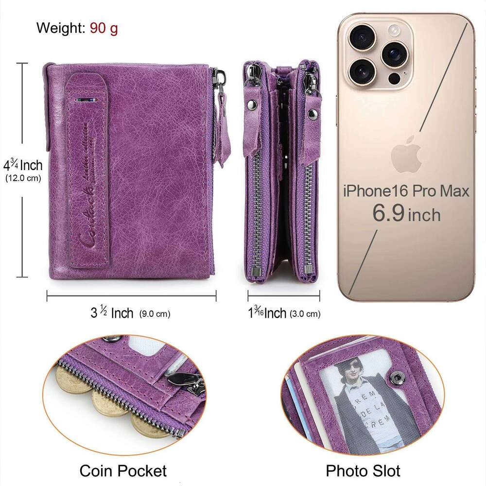 CONTACT'S Genuine Leather Short Wallets for Women Fashion Card Holder Money Clip Coin Purse Men Pocket Mini Wallet Female Girls Z260130