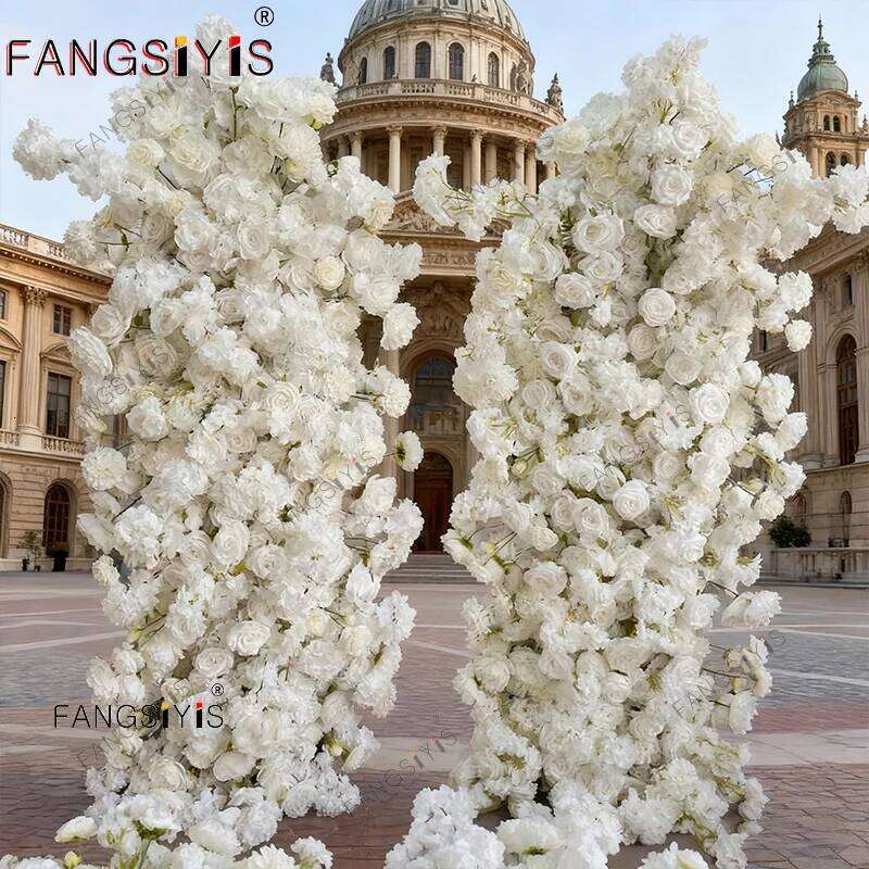 5D Rose flower Cherry blossom Arrangement Flowers Row Wedding Backdrop Arch KT Board Decor Sofa Table Runner Banquet Event Props W260130