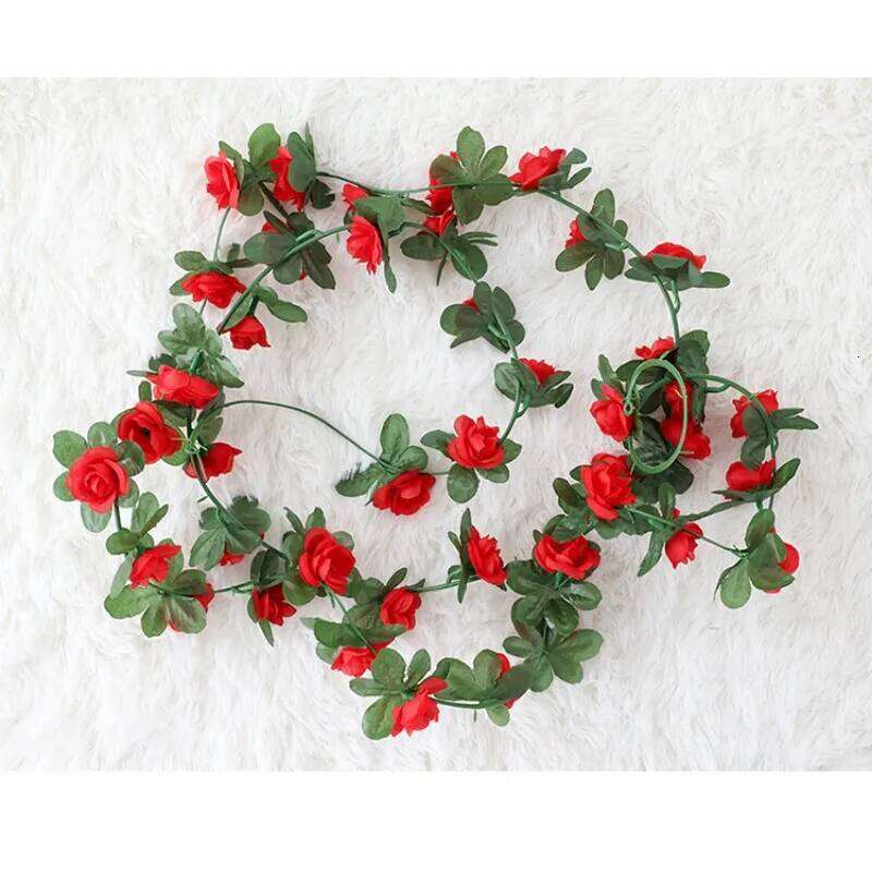 45 Head Artificial Rose Plastic Fake Green Leafy Plant Vines Wedding Home Decoration Flower Y260130