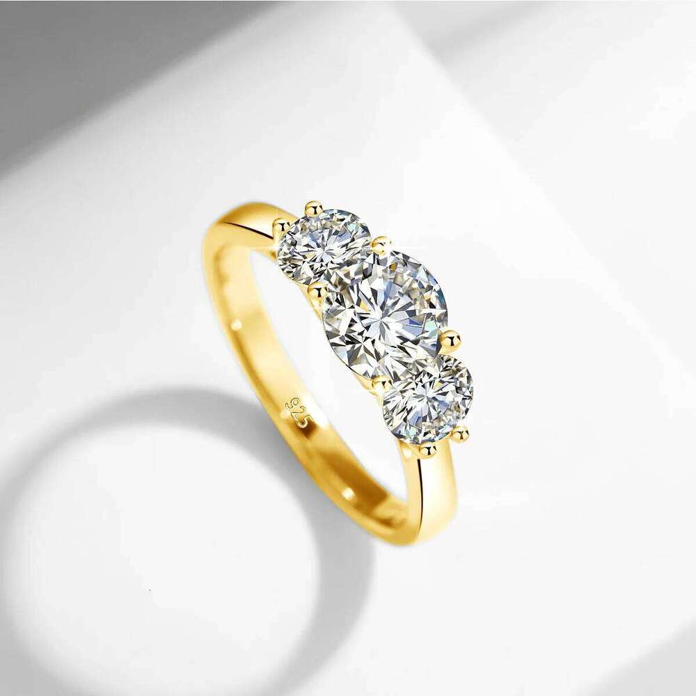 Yellow Gold Moissanite Rings for Women Total Is 2ct D Color VVS1Eternity Engagement Jewelry With Certificate Original Trend Gift XJ260130
