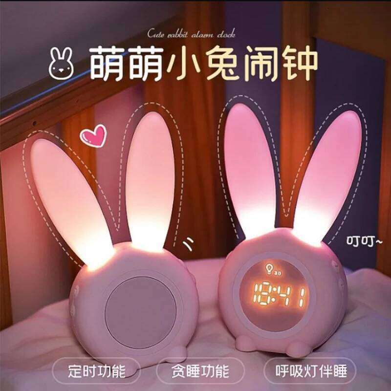 Rabbit Timer ClockUSBCharging Desktop OrnamentledClock Lamp Children's Student Cartoon Cute Electronic Alarm Clock W260130