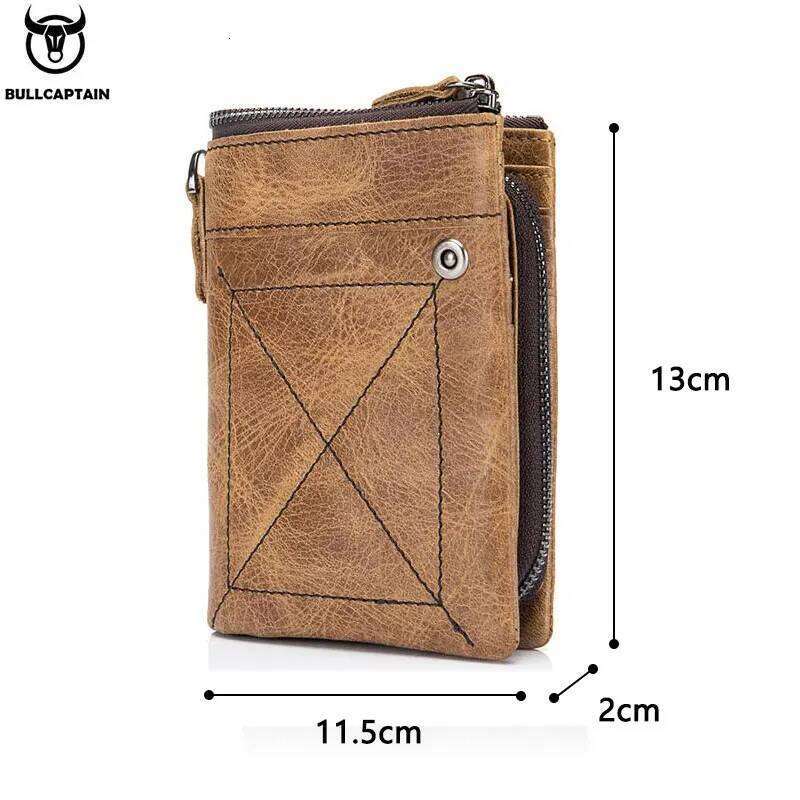 BULLCAPTAIN Authentic Leather Men's Purse Small Retro Brand High RFID New Short Wallet Z260130