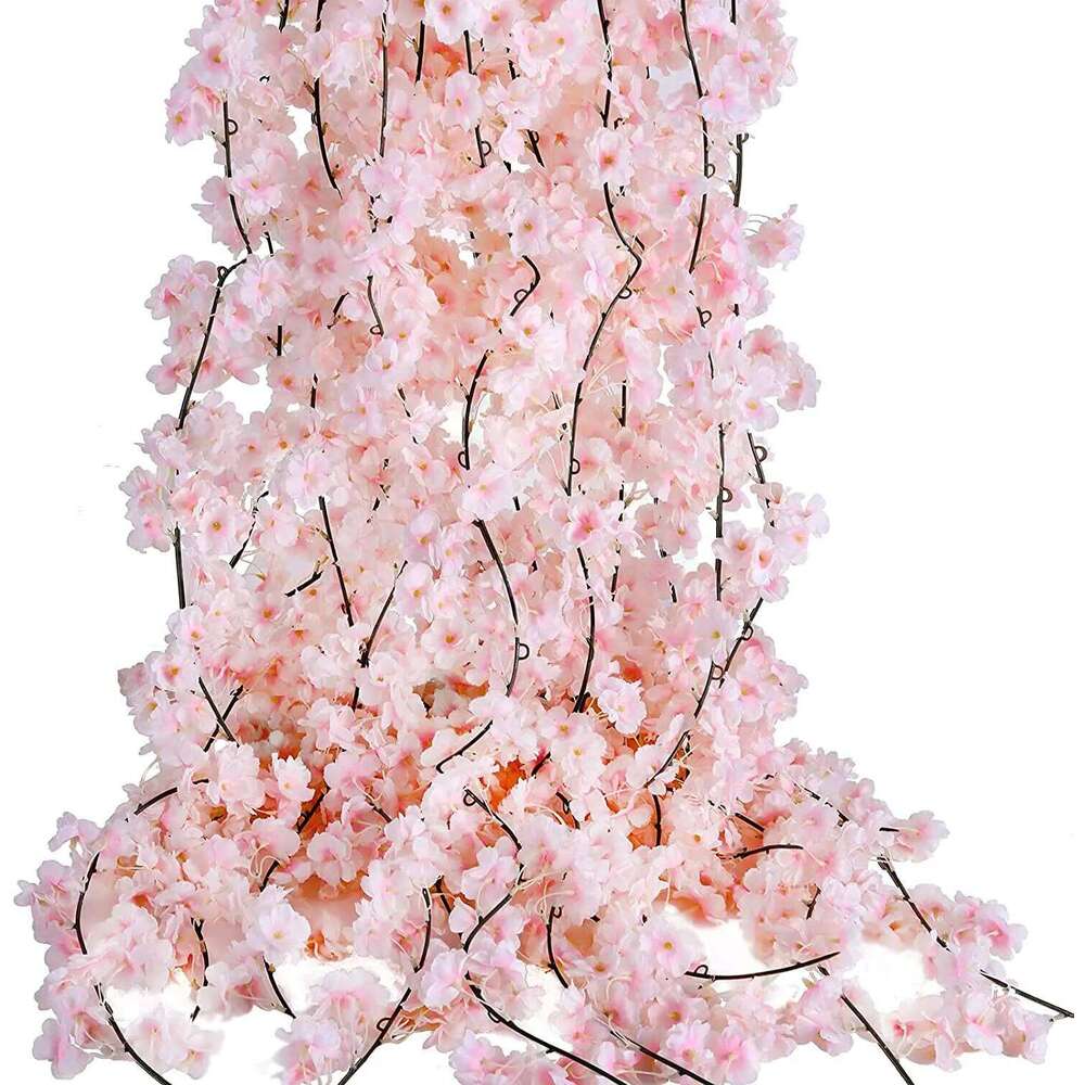 3PCS Cherry Blossom Hanging Vine Silk Garland Artificial Flower Faux Sakura for Wedding Garden Party Decor Y260130