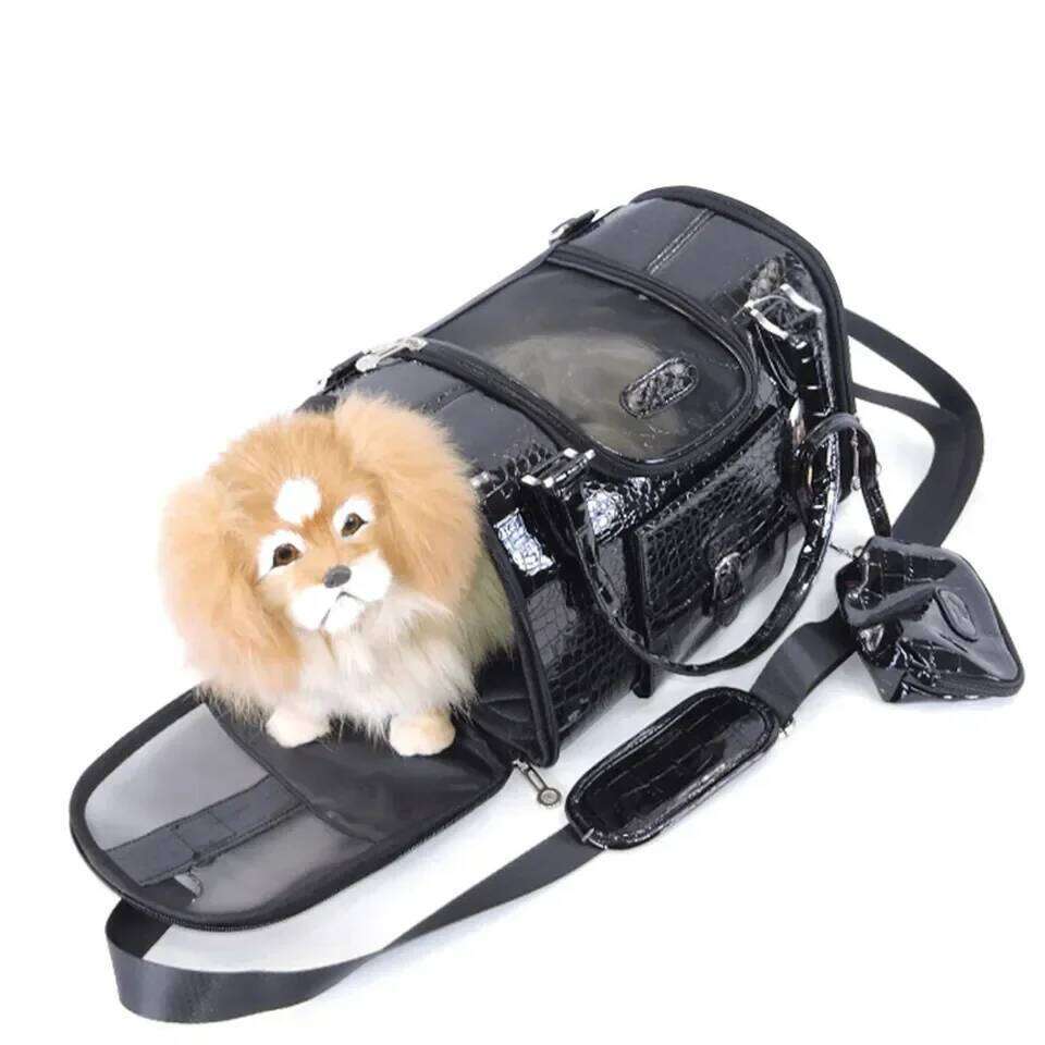 Hanpanda Portable Outdoor Small Transport Bag Leather Travel Chihuahua Teddy PU Carrier for Dog Handbag with Purse 26H0130