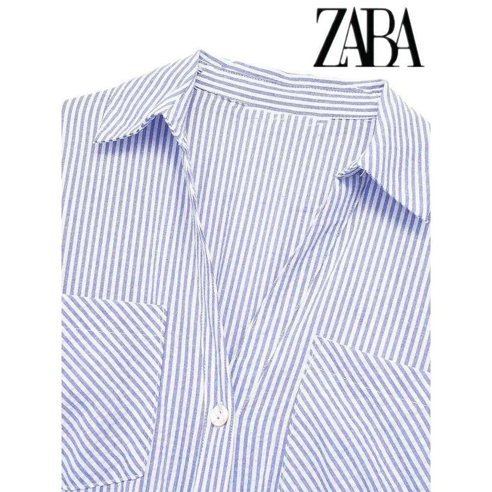 Women's Belted Single Breasted Sleeve Shirt Blue Striped Lapel Dress Street Elegant Commuter Long Dresses XJ260130