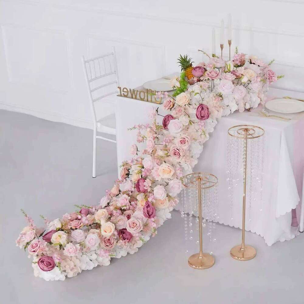 UFlower Artficial Row Runner Wedding Backdrop Arch Artificial Flower Table Arrangement Decor for Party Event Props W260130