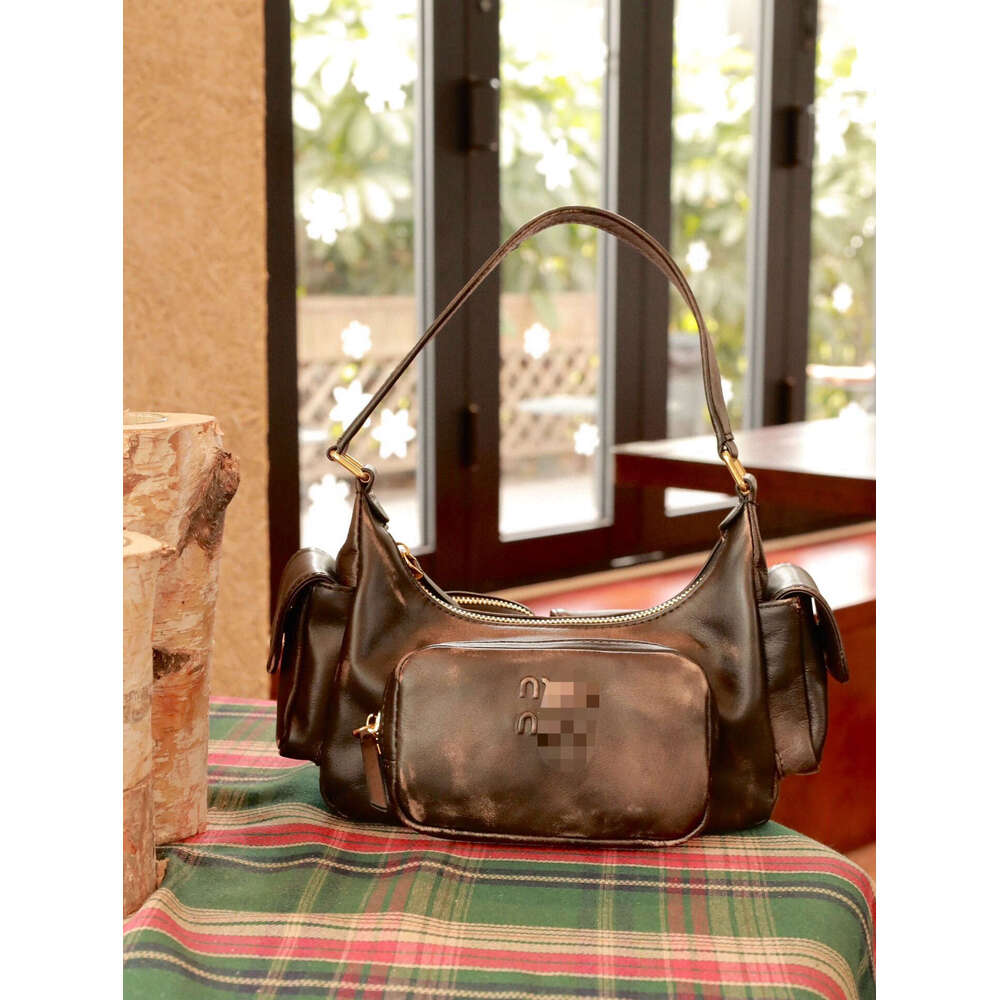 Totebag Shoulder ROSE NOIRE Summer Trend Women S Single Handheld Crossbody High End Cloud Pattern Soft Cowhide Underarm Motorcycle Bag