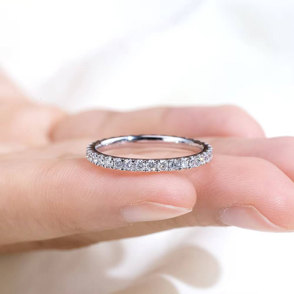 Ready to Ship MSR-408 Classic Design PT950 Eternity Ring Round Shape Lab Grown Diamond Ring