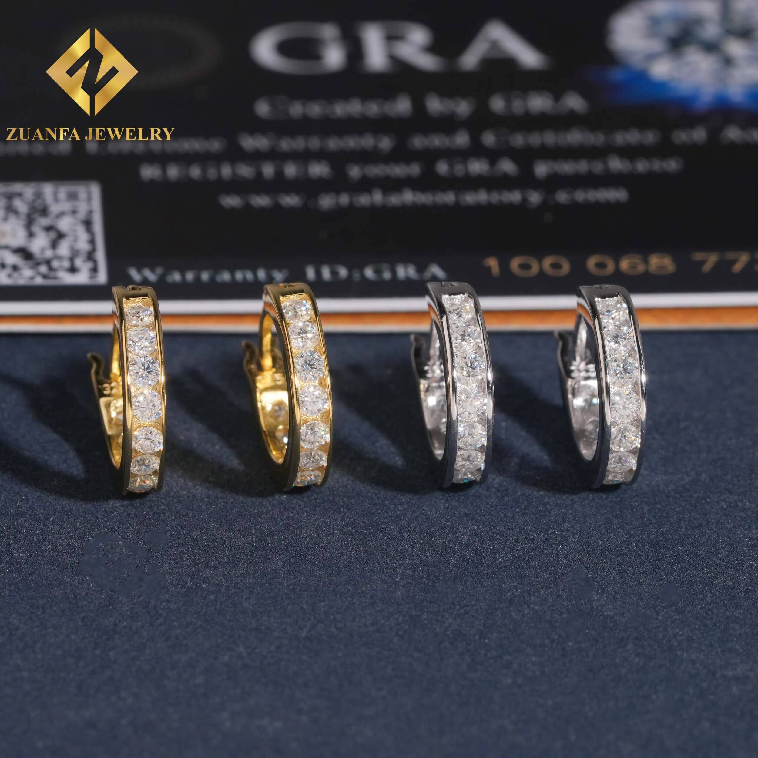 Fashion Hoop Earring 925 Sterling Silver VVS Moissanite Hoop Earring Hip Hop Earring Jewelry for Men Women