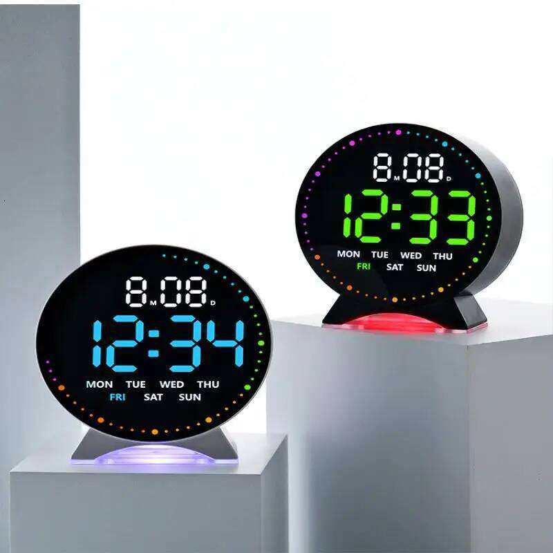Personalized Jmping Seconds Display Electronic LED Alarm Desktop Ambient Light Decor USB Table Clock With Auto Dimmming W260130