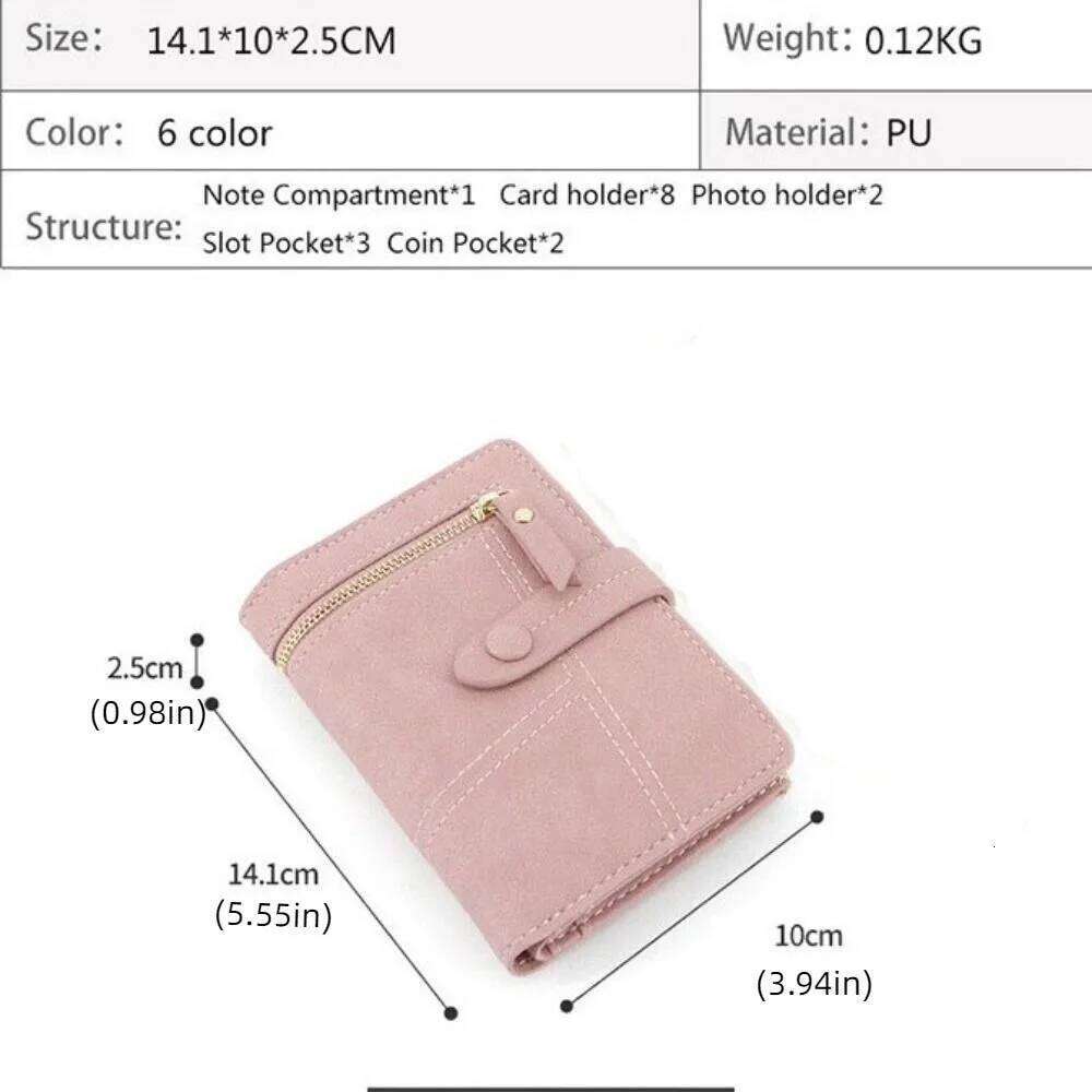 Folding Short Wallets Waterproof Solid Color Women Card Bag Multi-card Slot Korean Style PU Leather Coin Purse Girl Z260130