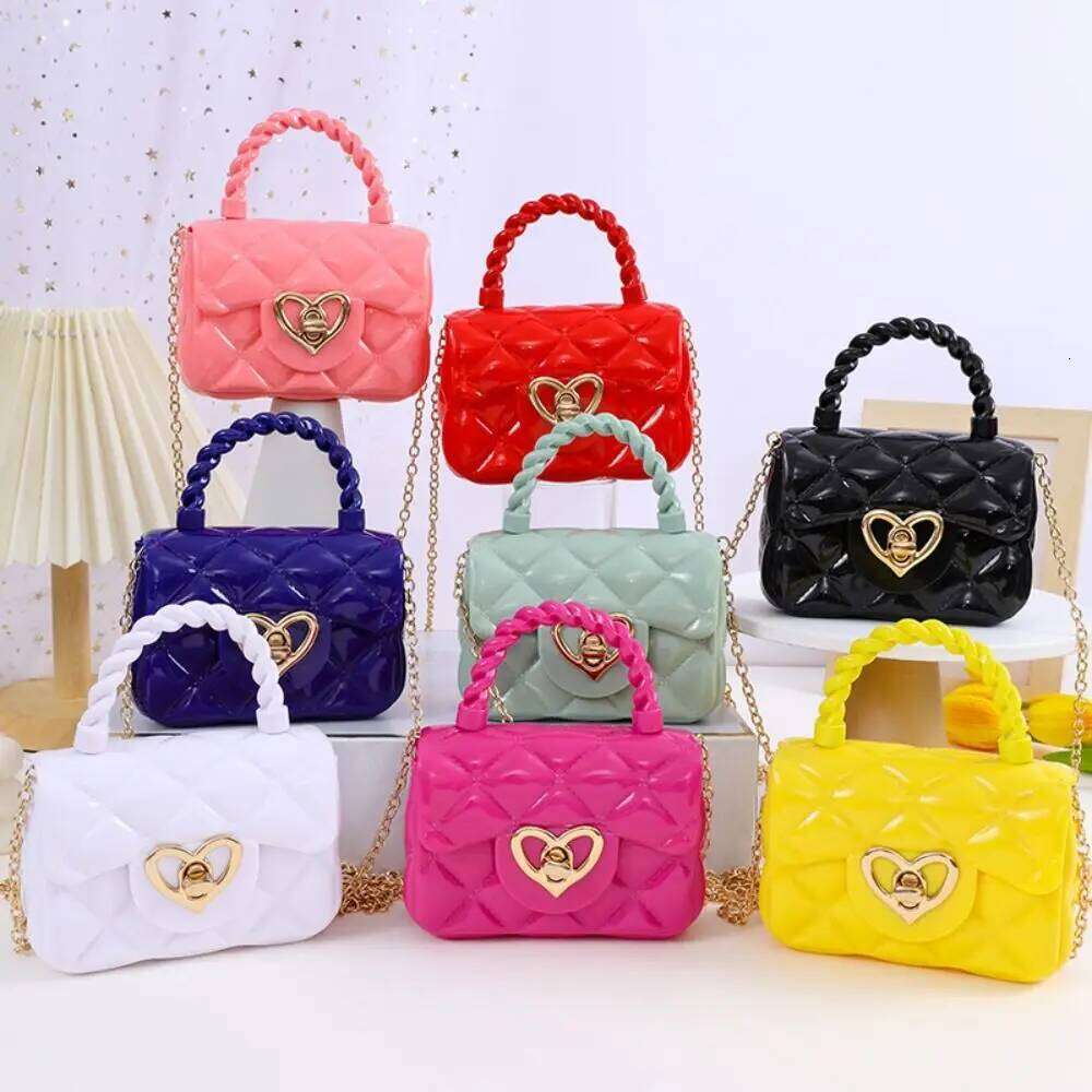 Fashion PU Leather Crossbody Girls Heart Shoulder Bags Children Mini Coin Purses Jelly Bag Kids Handbag Gifts