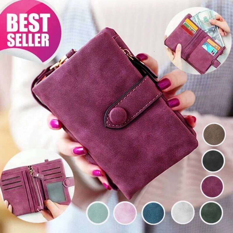 Chic Tri-fold Women Short Wallet Korean Style Buckle Multi-slot Purse Carteras Para Mujer Z260130