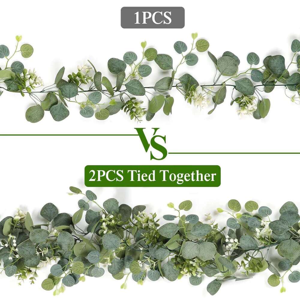 1/2/4PCS Artificial Eucalyptus Hanging Garland White Flowers Vines Fake Plants for Wedding Arch Wall Home Party Christmas Decor W260130