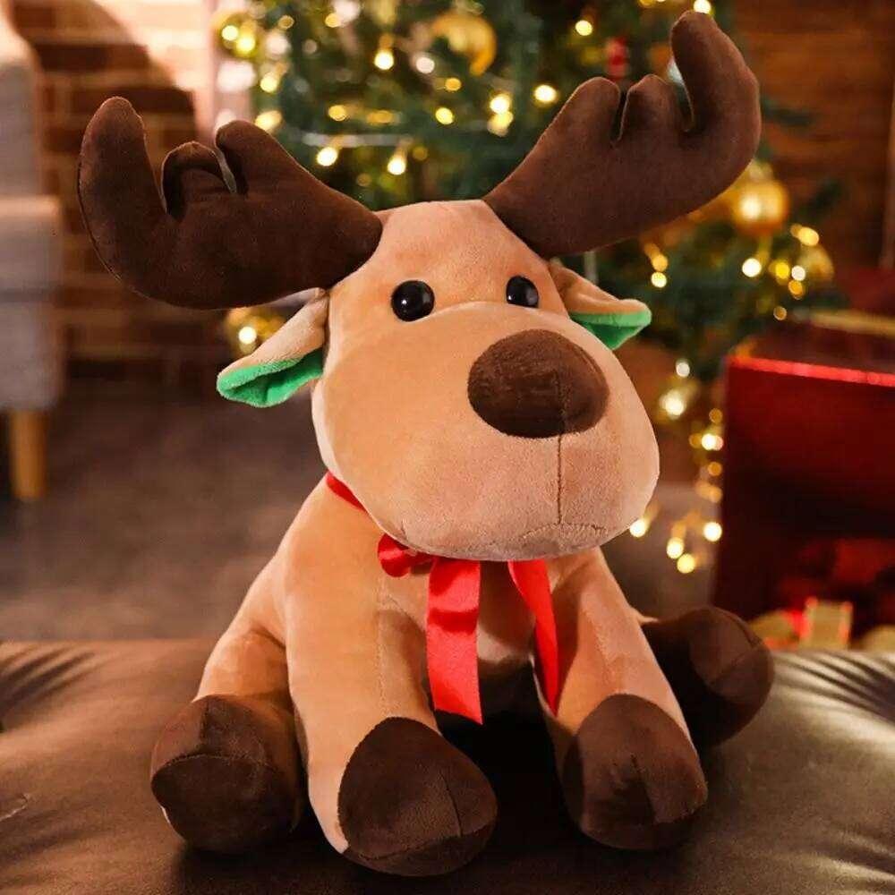 Soft Christmas Reindeer Plush Toy 25cm Cute Cartoon Elk Doll Stuffed Animal Holiday Decoration Gift for Children Y260128