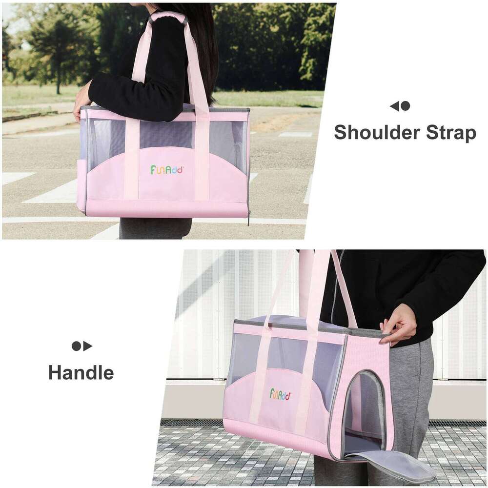 FUNADD Cat Dog Carrier Handbag Portable Breathable Pet Outdoor Shoulder Tote Bag 26H0130