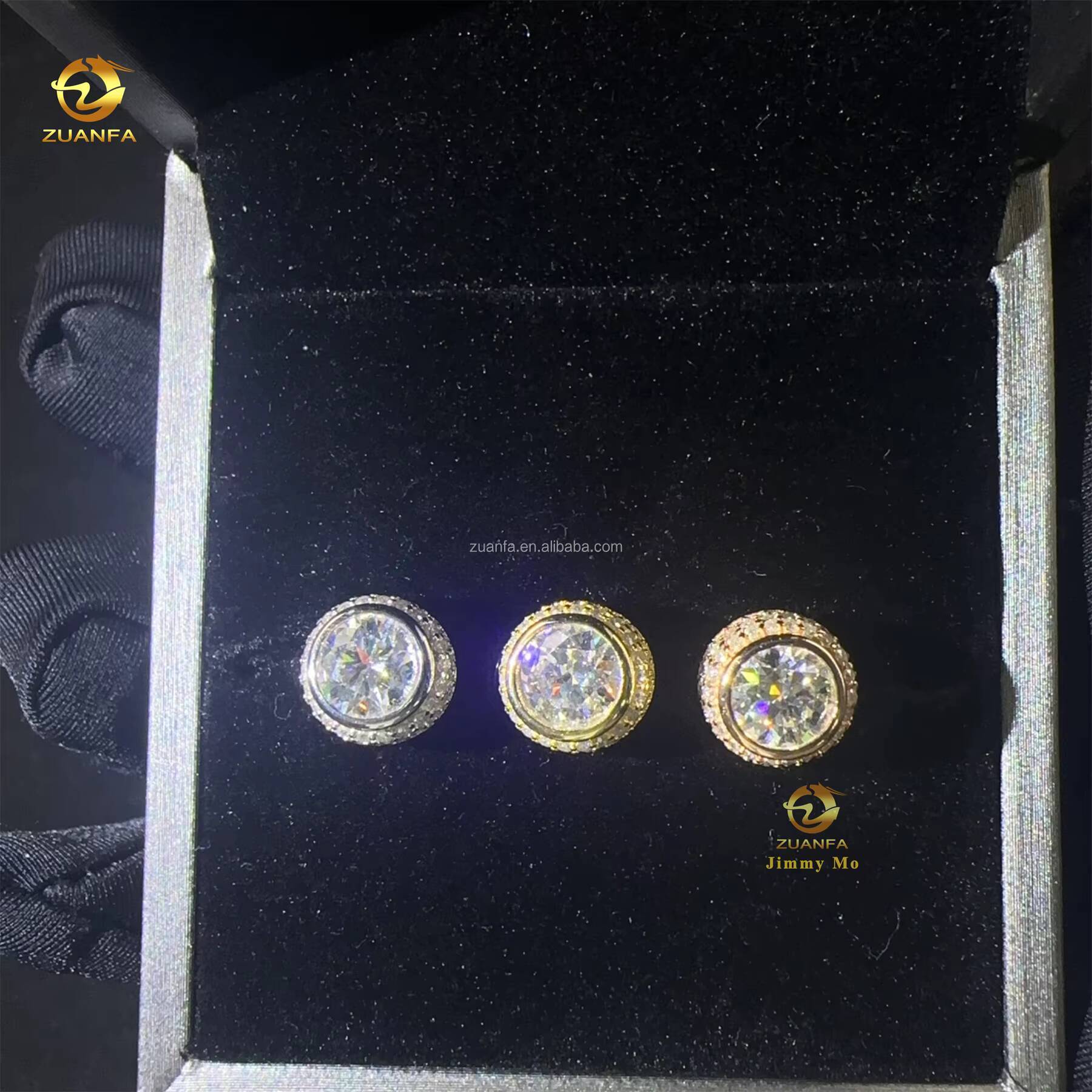 Elegant Style GRA Certificate Hip Hop Earring Circle Crescent Shape Fashion Iced Out Moissanite Diamond VVS1 Stud Earrings Man