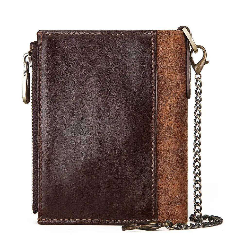 Men Bifold Wallet RFID Blocking Genuine Leather Holder Wallets with 7 Card Slots Casual Male Short Money Bag Z260130