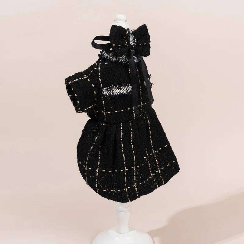 and Autumn Woolen Dress Cute Bow Coat Pet Spring Dog Dresses for Small Dogs Teddy Puppy Clothes H260129