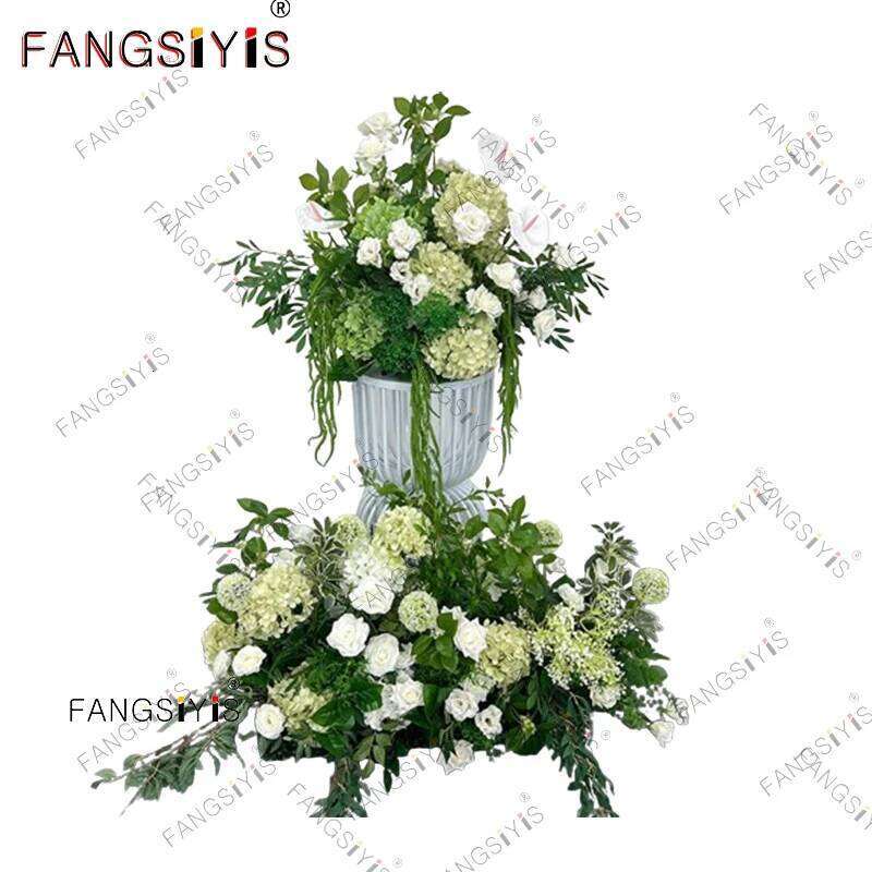 Romantic Green White Hydrangea Rose Wedding Backdrop Flower Runner Decor Floor Floral Row Arrangement Event Party Props Display Y260130