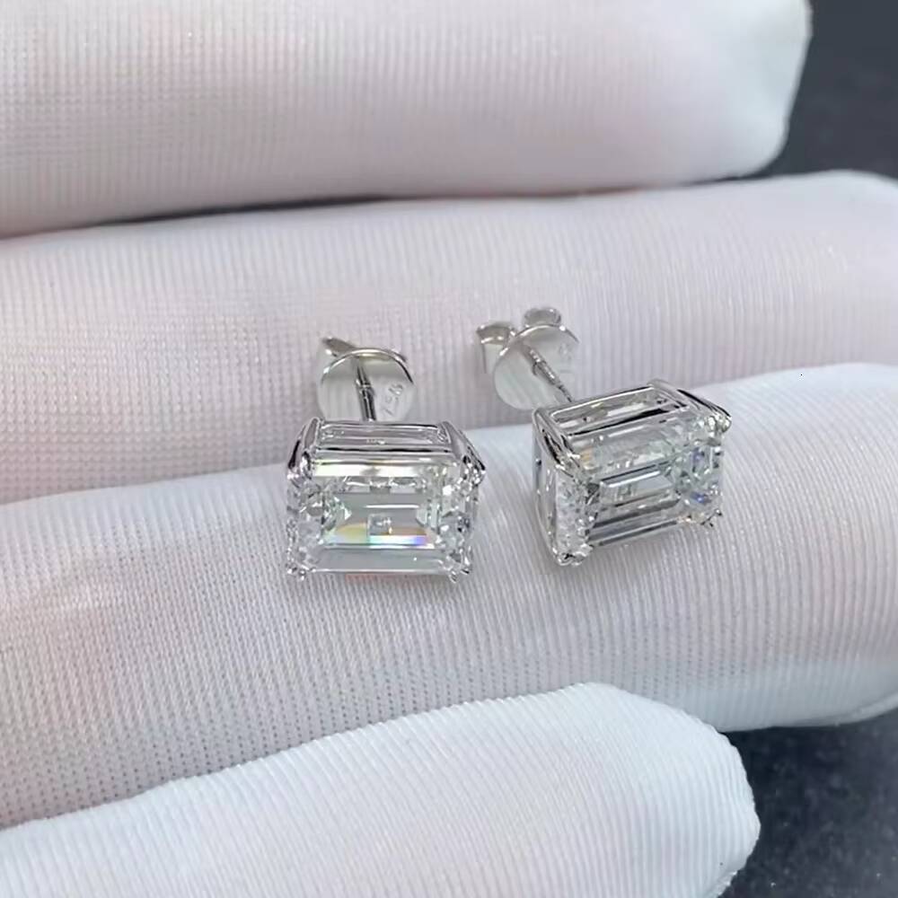 Emerald Lab Diamond Stud Earrings 1ct Each Prong Setting 14k Gold Hot Sale Daily Wear Jewelry